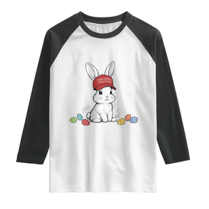 Funny Easter Bunny Wearing Hat American Raglan Shirt TS14 White Black Print Your Wear