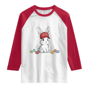 Funny Easter Bunny Wearing Hat American Raglan Shirt TS14 White Red Print Your Wear