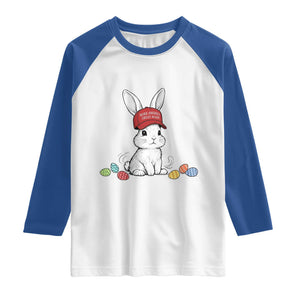 Funny Easter Bunny Wearing Hat American Raglan Shirt TS14 White Royal Print Your Wear