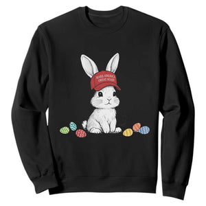 Funny Easter Bunny Wearing Hat American Sweatshirt TS14 Black Print Your Wear
