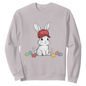 Funny Easter Bunny Wearing Hat American Sweatshirt TS14 Ice Gray Print Your Wear