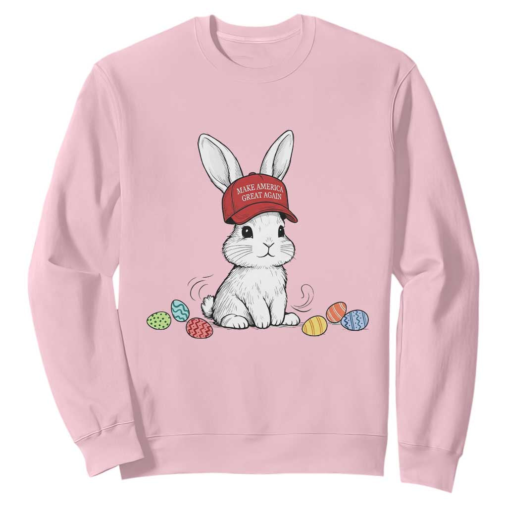 Funny Easter Bunny Wearing Hat American Sweatshirt TS14 Light Pink Print Your Wear