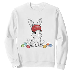 Funny Easter Bunny Wearing Hat American Sweatshirt TS14 White Print Your Wear