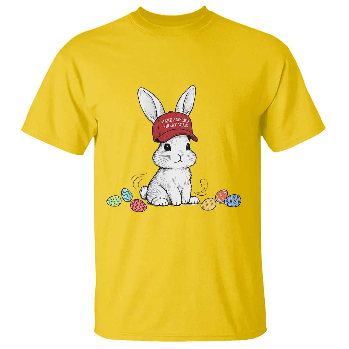 Funny Easter Bunny Wearing Hat American T Shirt TS14 Daisy Print Your Wear