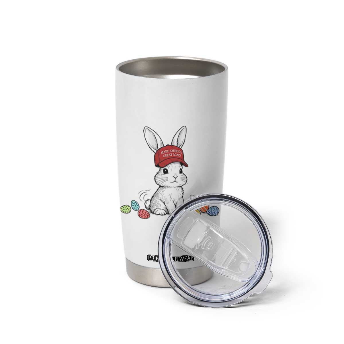 Funny Easter Bunny Wearing Hat American Tumbler Cup TS14 Print Your Wear
