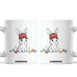 Funny Easter Bunny Wearing Hat American Coffee Mug TS14 White Print Your Wear