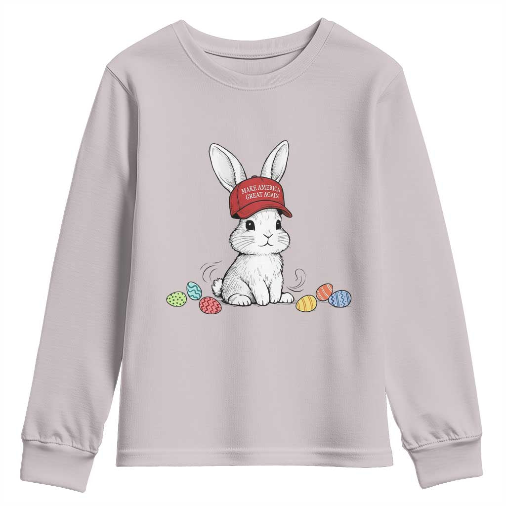 Funny Easter Bunny Wearing Hat American Youth Sweatshirt TS14 Ice Gray Print Your Wear