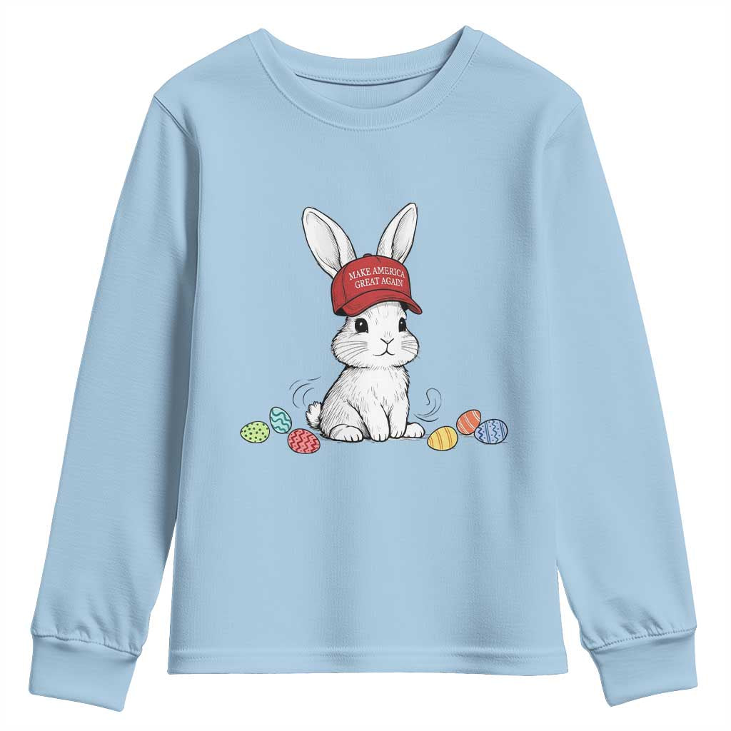 Funny Easter Bunny Wearing Hat American Youth Sweatshirt TS14 Light Blue Print Your Wear
