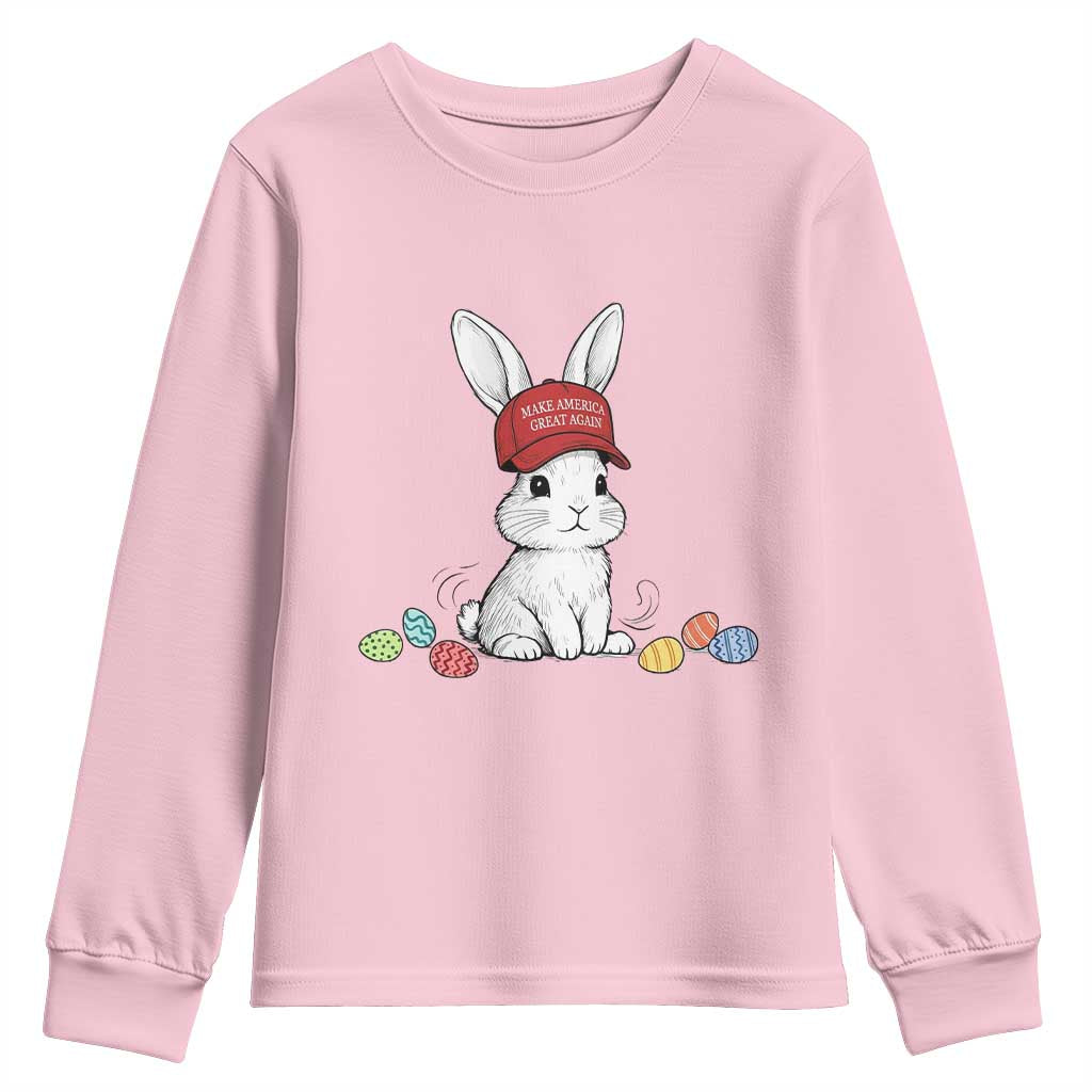 Funny Easter Bunny Wearing Hat American Youth Sweatshirt TS14 Light Pink Print Your Wear