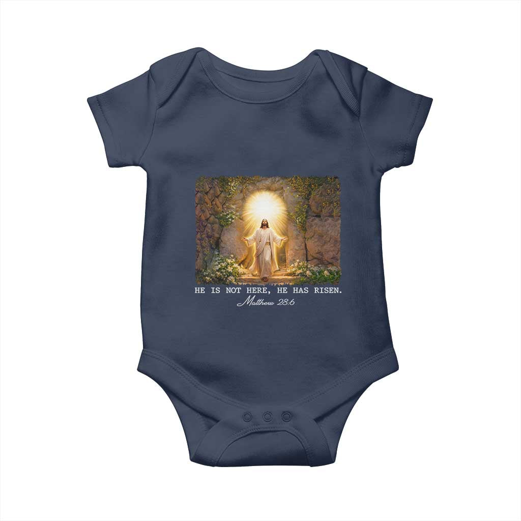 He Is Not Here He Has Risen Baby Onesie Easter Christian Jesus TS14 Navy Print Your Wear