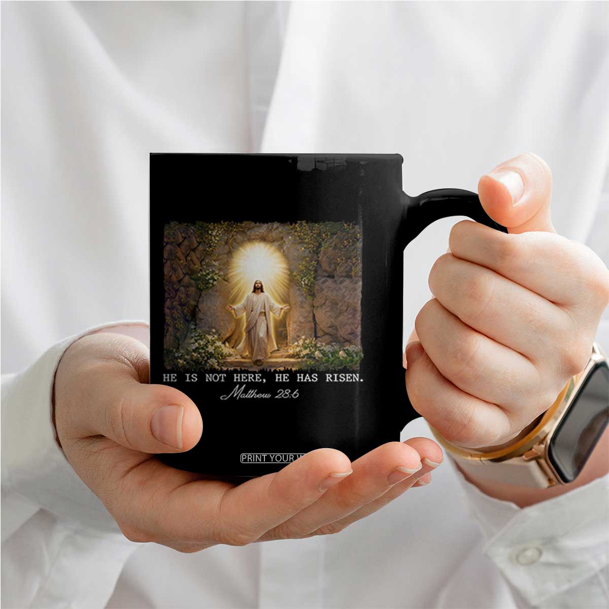 He Is Not Here He Has Risen Coffee Mug Easter Christian Jesus TS14 Print Your Wear
