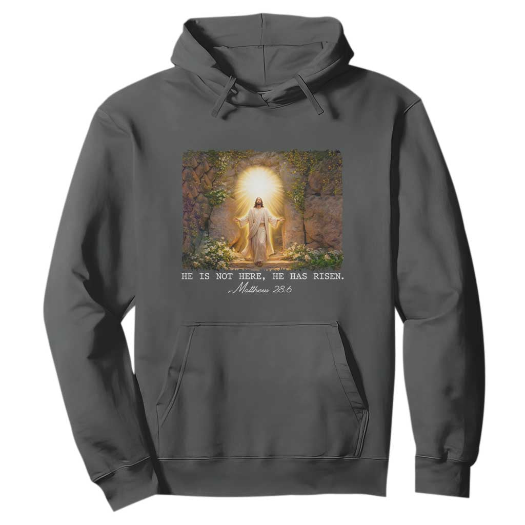 He Is Not Here He Has Risen Hoodie Easter Christian Jesus TS14 Dark Heather Print Your Wear
