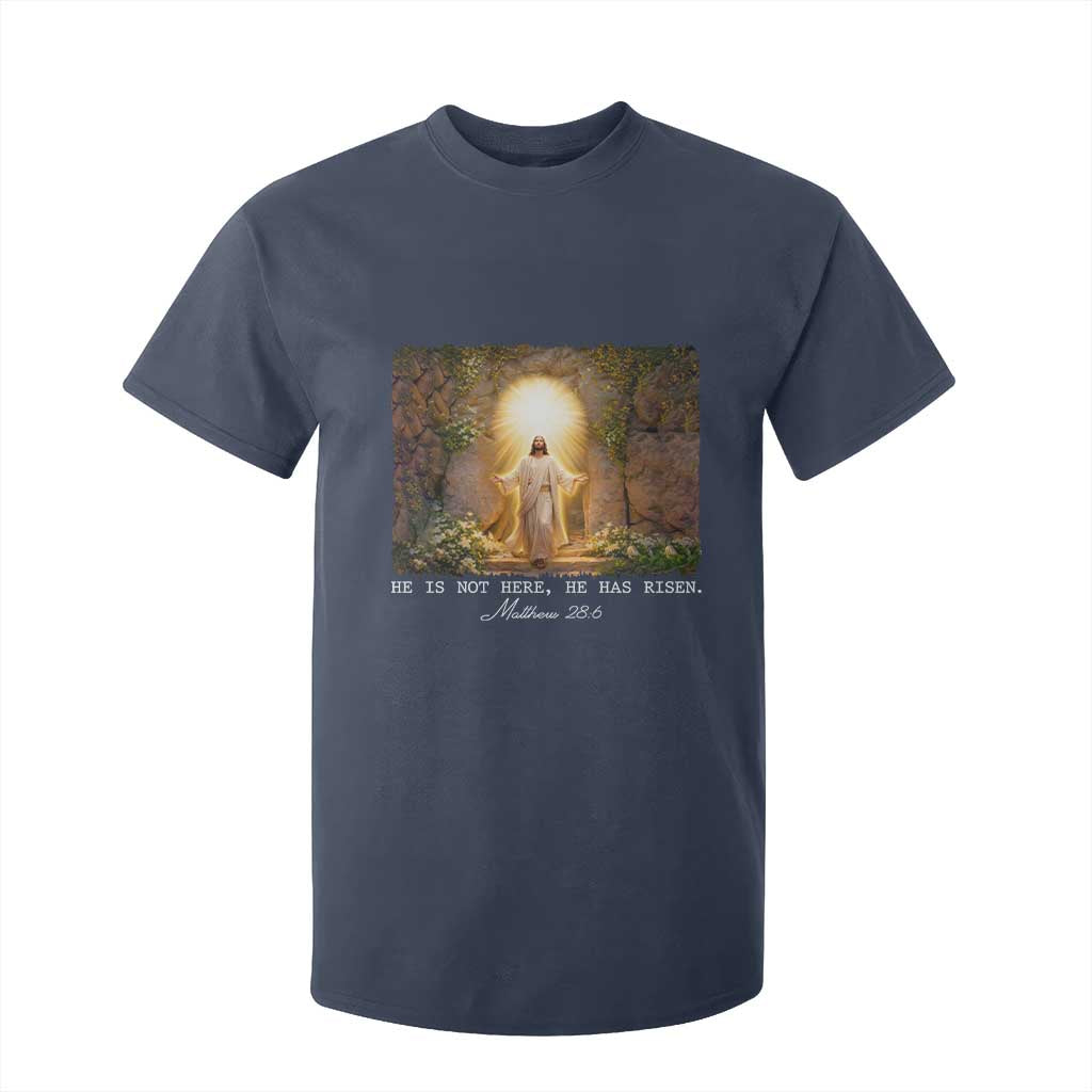 He Is Not Here He Has Risen T Shirt For Kid Easter Christian Jesus TS14 Navy Print Your Wear