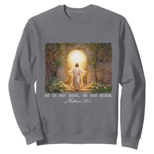 He Is Not Here He Has Risen Sweatshirt Easter Christian Jesus TS14 Charcoal Print Your Wear