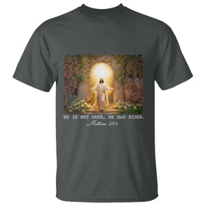 He Is Not Here He Has Risen T Shirt Easter Christian Jesus TS14 Dark Heather Print Your Wear