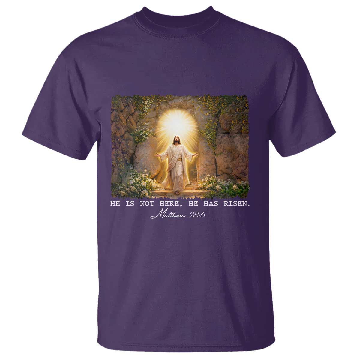 He Is Not Here He Has Risen T Shirt Easter Christian Jesus TS14 Purple Print Your Wear