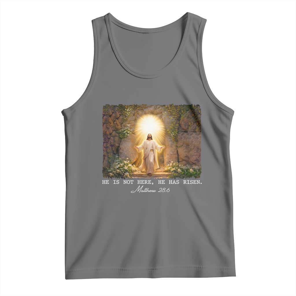 He Is Not Here He Has Risen Tank Top Easter Christian Jesus TS14 Black Heather Print Your Wear