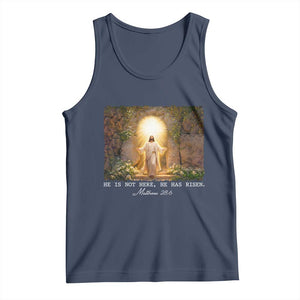 He Is Not Here He Has Risen Tank Top Easter Christian Jesus TS14 Navy Print Your Wear