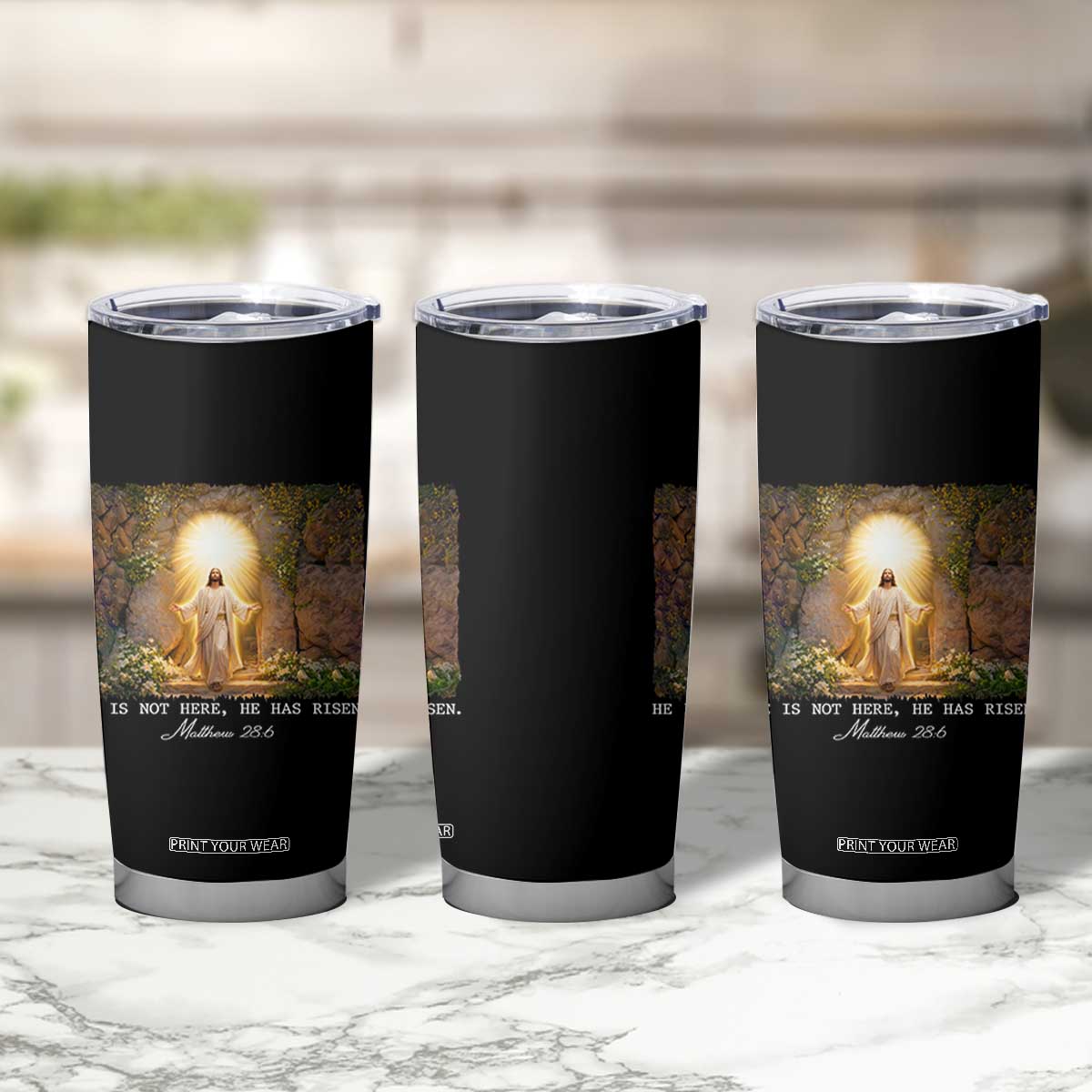 He Is Not Here He Has Risen Tumbler Cup Easter Christian Jesus TS14 Print Your Wear