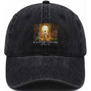He Is Not Here He Has Risen Washed Cotton Baseball Cap Easter Christian Jesus TS14 Washed Cap Universal Fit Black Print Your Wear