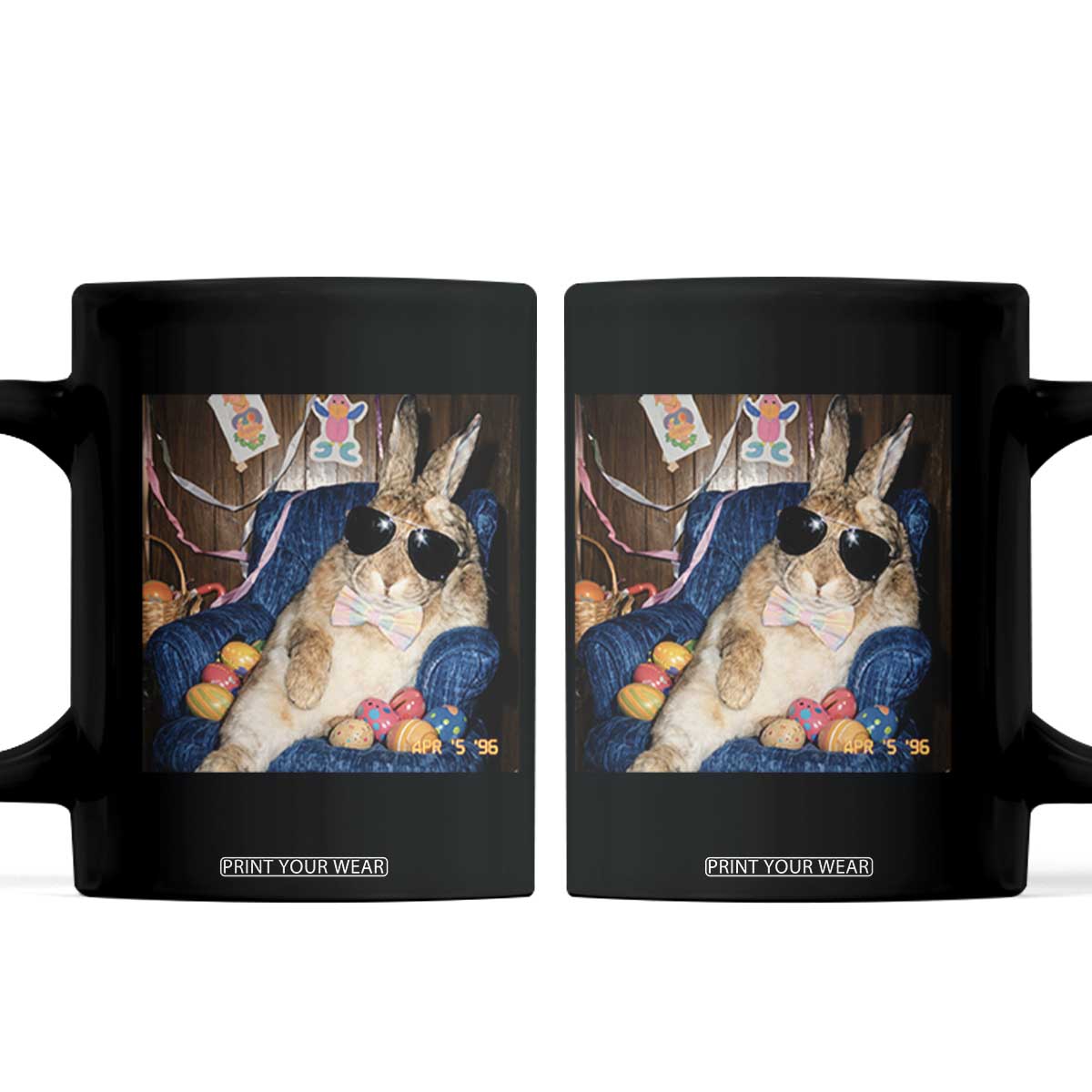 Funny Easter Bunny Sunglasses Graphic Coffee Mug TS14 Black Print Your Wear