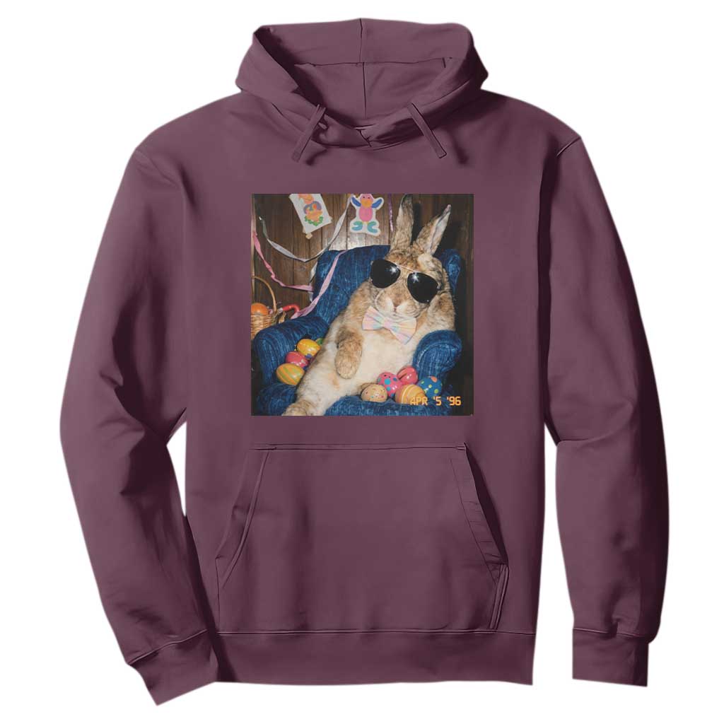 Funny Easter Bunny Sunglasses Graphic Hoodie TS14 Maroon Print Your Wear