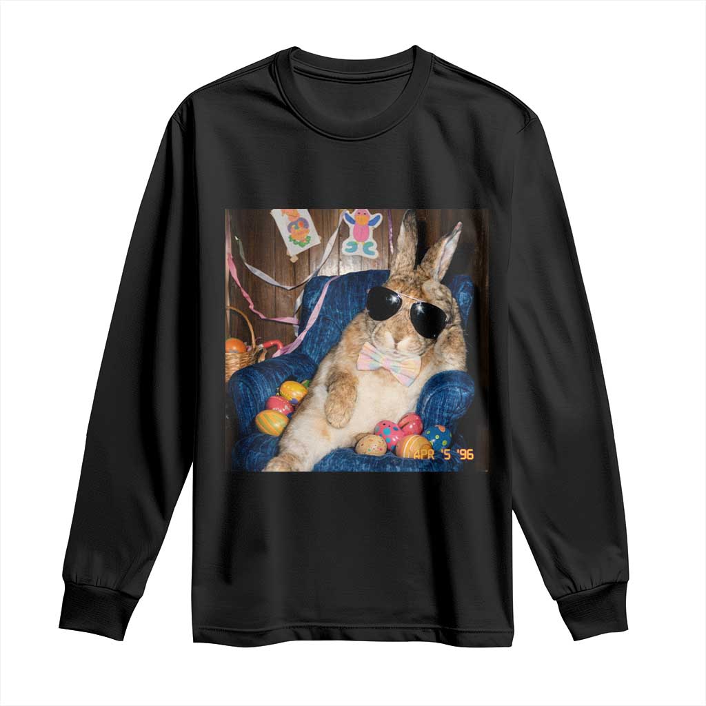 Funny Easter Bunny Sunglasses Graphic Long Sleeve Shirt TS14 Black Print Your Wear