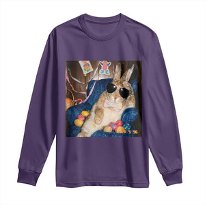 Funny Easter Bunny Sunglasses Graphic Long Sleeve Shirt TS14 Purple Print Your Wear