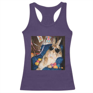Funny Easter Bunny Sunglasses Graphic Racerback Tank Top TS14 Purple Print Your Wear