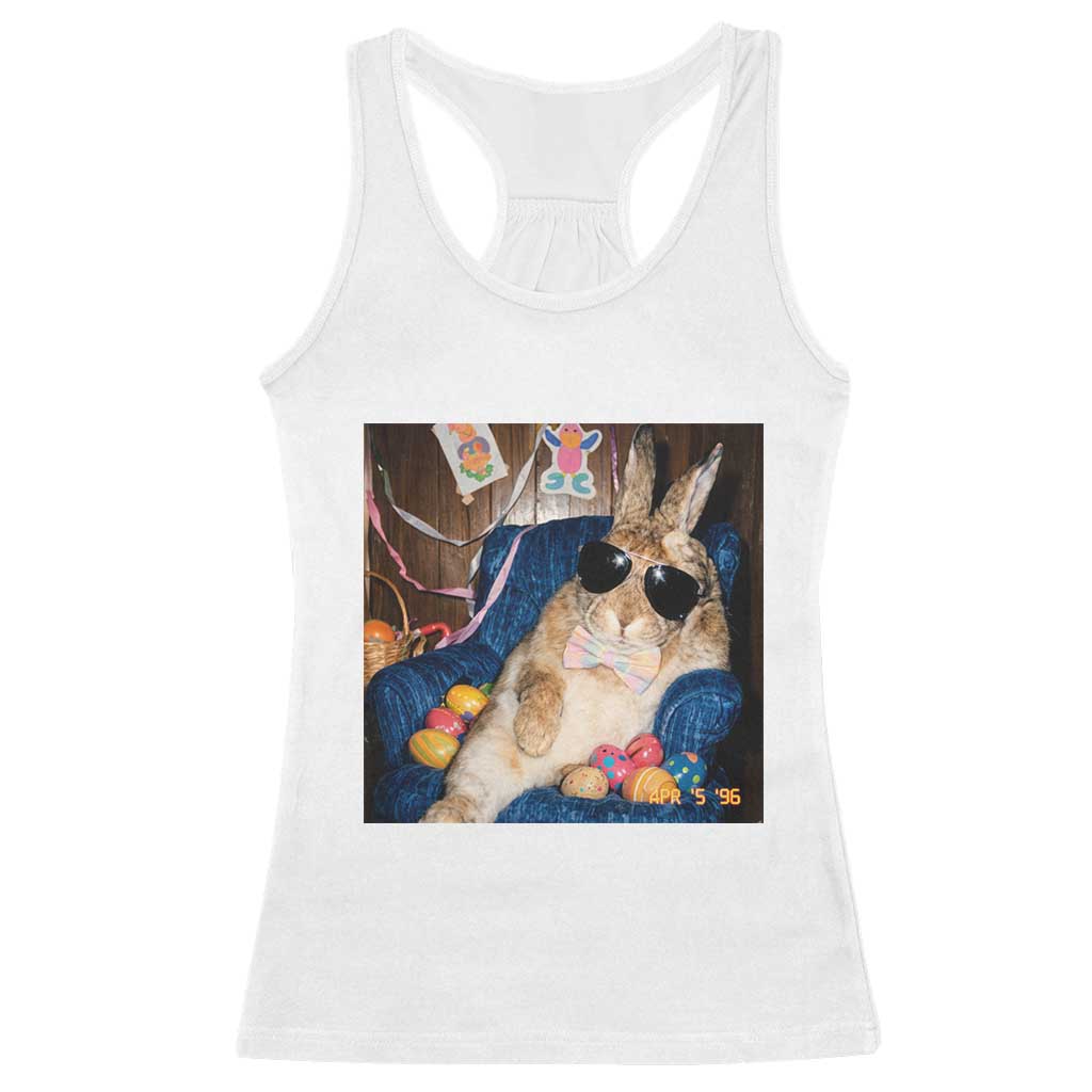 Funny Easter Bunny Sunglasses Graphic Racerback Tank Top TS14 White Print Your Wear