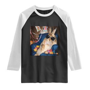 Funny Easter Bunny Sunglasses Graphic Raglan Shirt TS14 Black White Print Your Wear