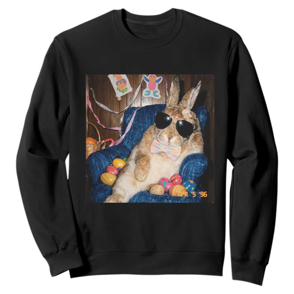 Funny Easter Bunny Sunglasses Graphic Sweatshirt TS14 Black Print Your Wear
