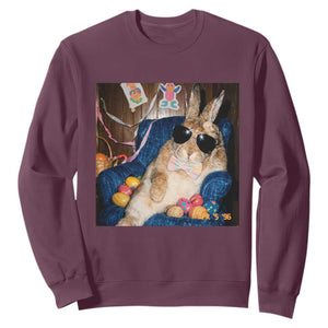 Funny Easter Bunny Sunglasses Graphic Sweatshirt TS14 Maroon Print Your Wear