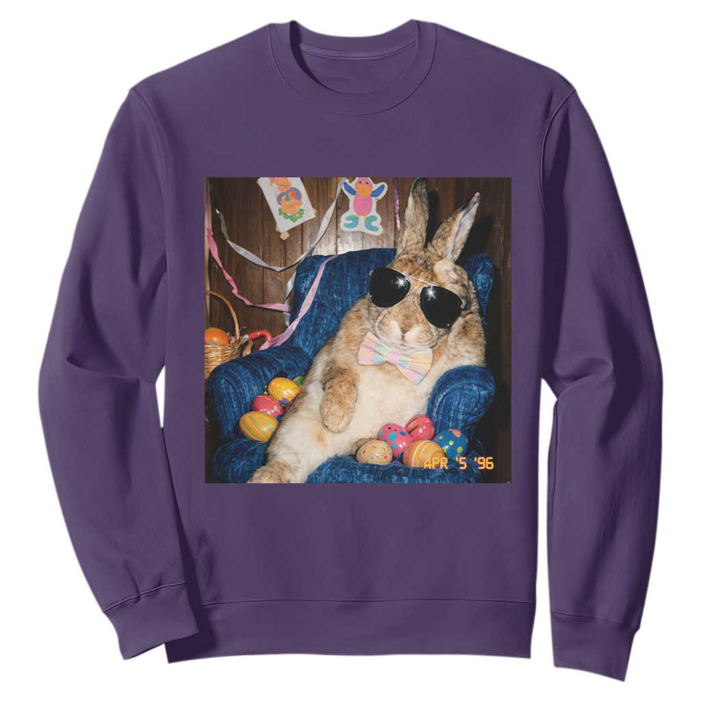 Funny Easter Bunny Sunglasses Graphic Sweatshirt TS14 Purple Print Your Wear