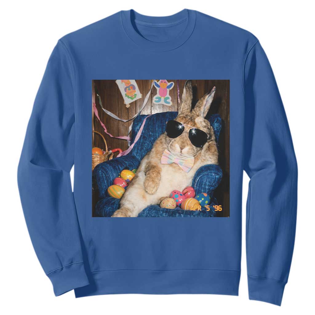 Funny Easter Bunny Sunglasses Graphic Sweatshirt TS14 Royal Blue Print Your Wear