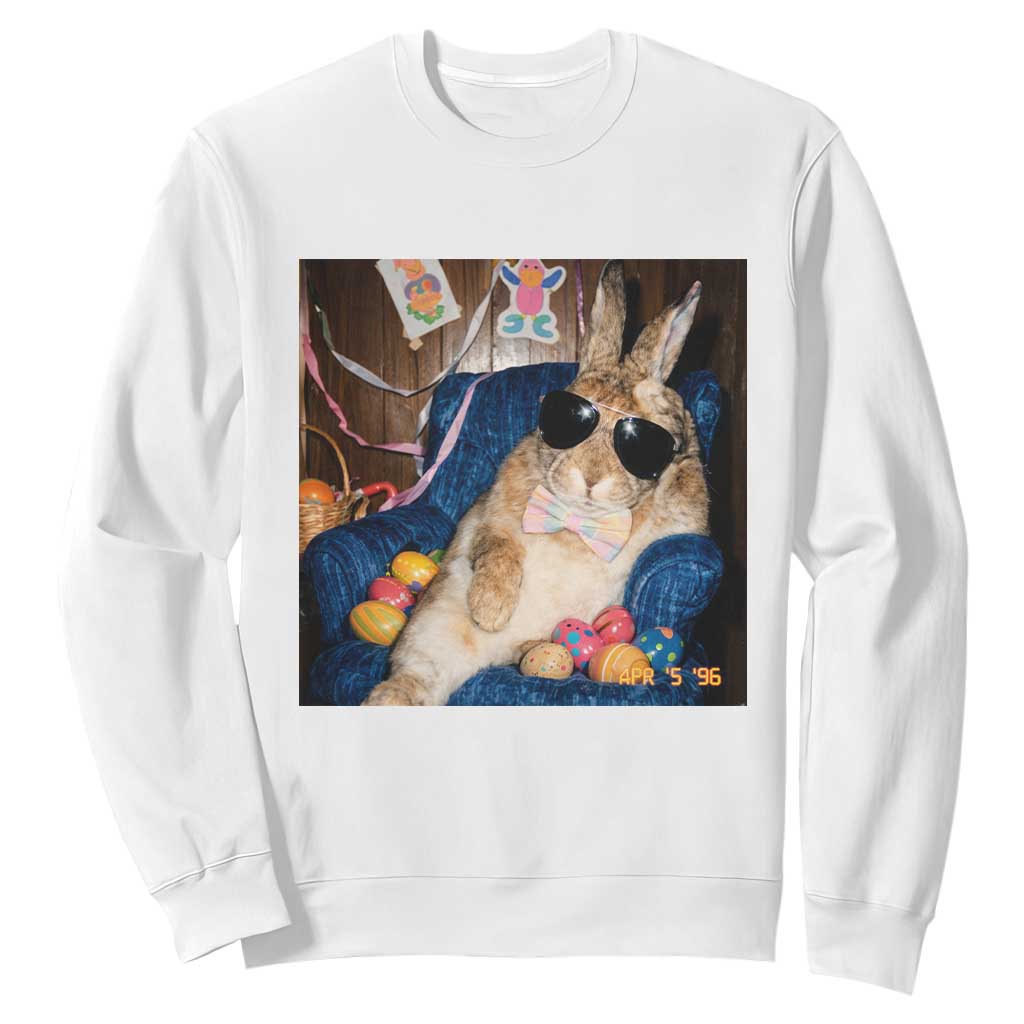 Funny Easter Bunny Sunglasses Graphic Sweatshirt TS14 White Print Your Wear