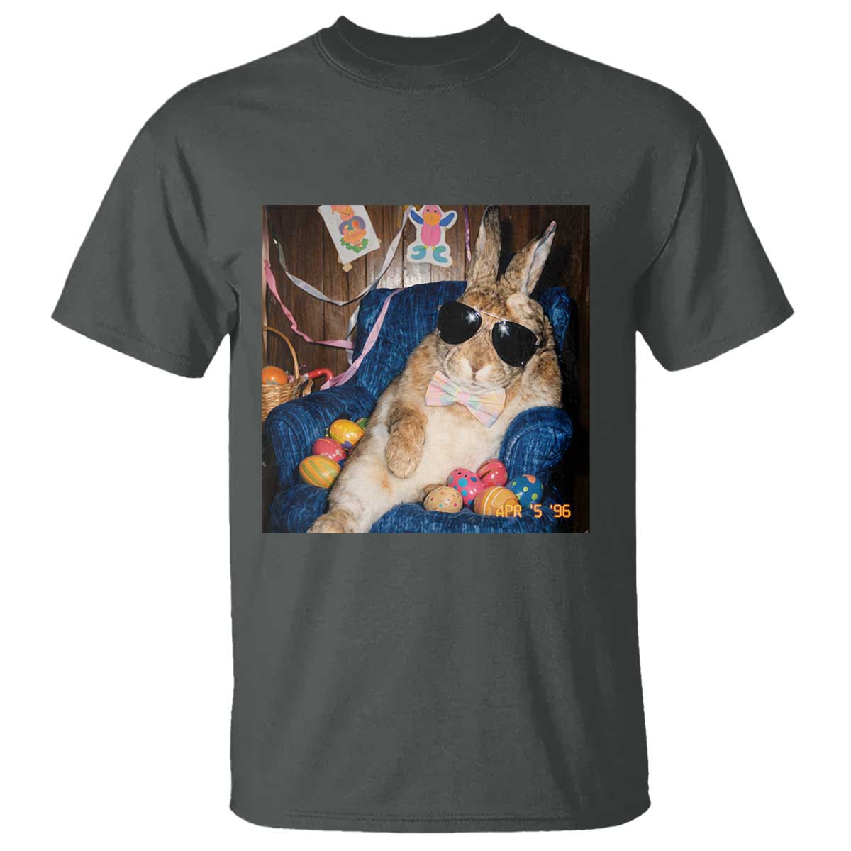 Funny Easter Bunny Sunglasses Graphic T Shirt TS14 Dark Heather Print Your Wear