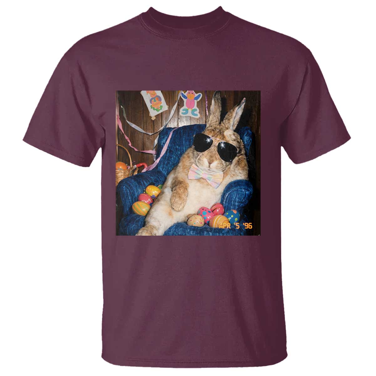 Funny Easter Bunny Sunglasses Graphic T Shirt TS14 Maroon Print Your Wear