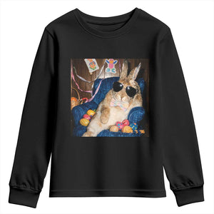 Funny Easter Bunny Sunglasses Graphic Youth Sweatshirt TS14 Black Print Your Wear
