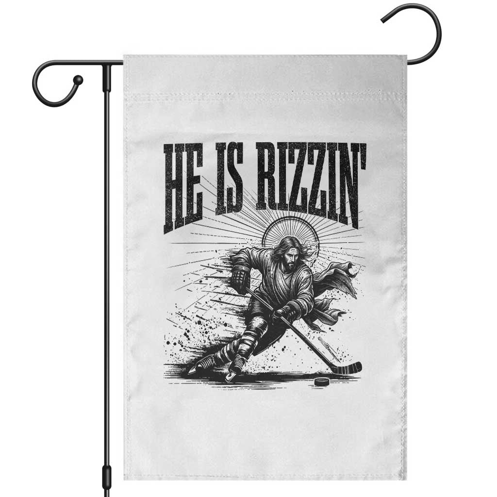 Funny Jesus Hockey Garden Flag He Is Rizzin' TS14 White Print Your Wear