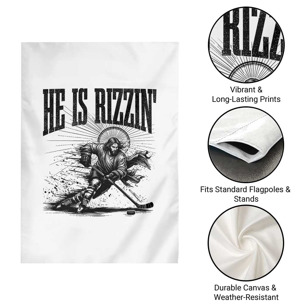 Funny Jesus Hockey Garden Flag He Is Rizzin' TS14 Print Your Wear