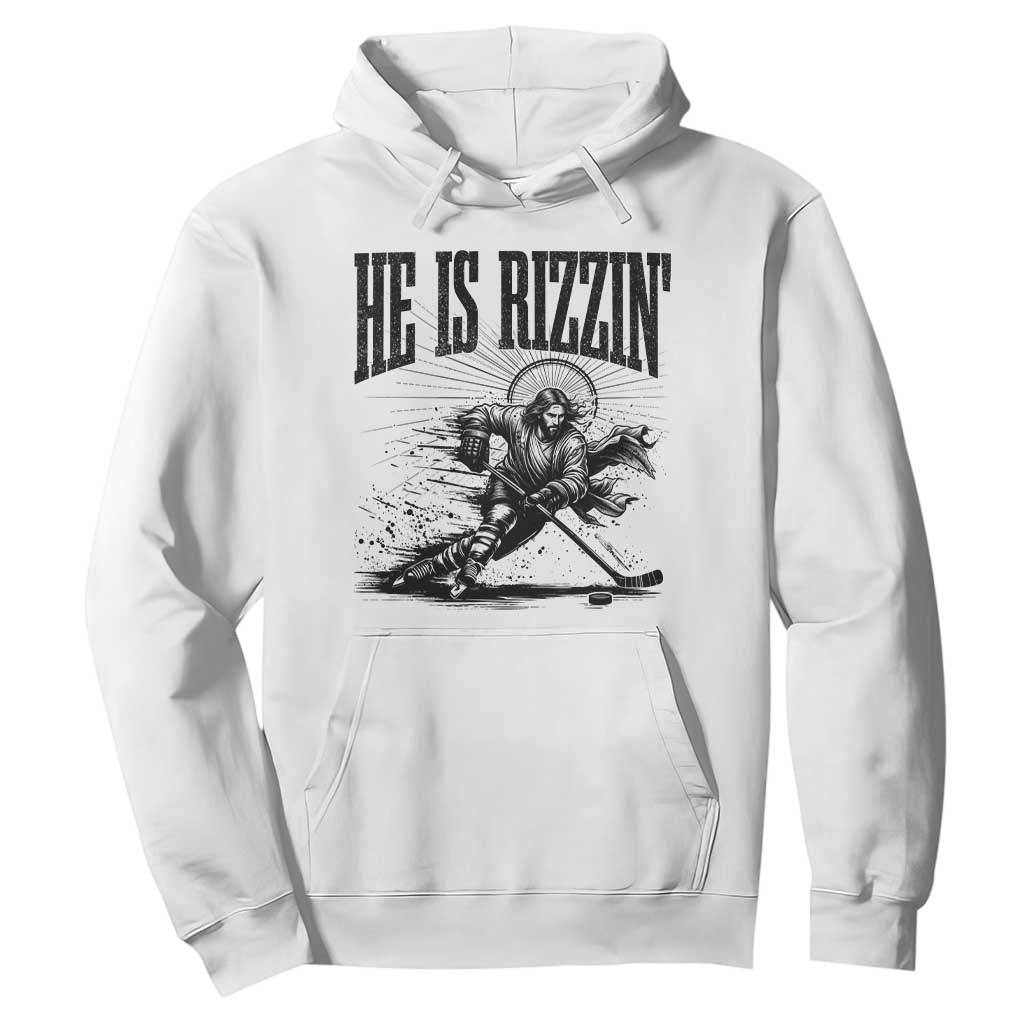 Funny Jesus Hockey Hoodie He Is Rizzin' TS14 White Print Your Wear