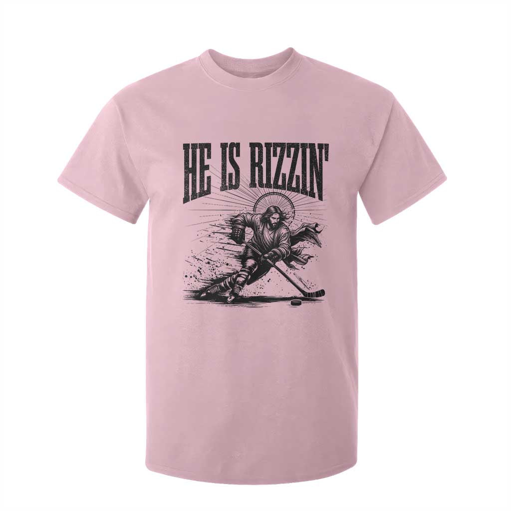 Funny Jesus Hockey T Shirt For Kid He Is Rizzin' TS14 Light Pink Print Your Wear