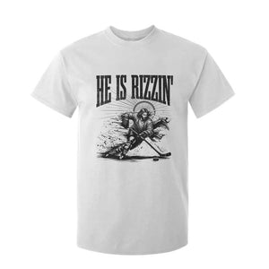Funny Jesus Hockey T Shirt For Kid He Is Rizzin' TS14 White Print Your Wear