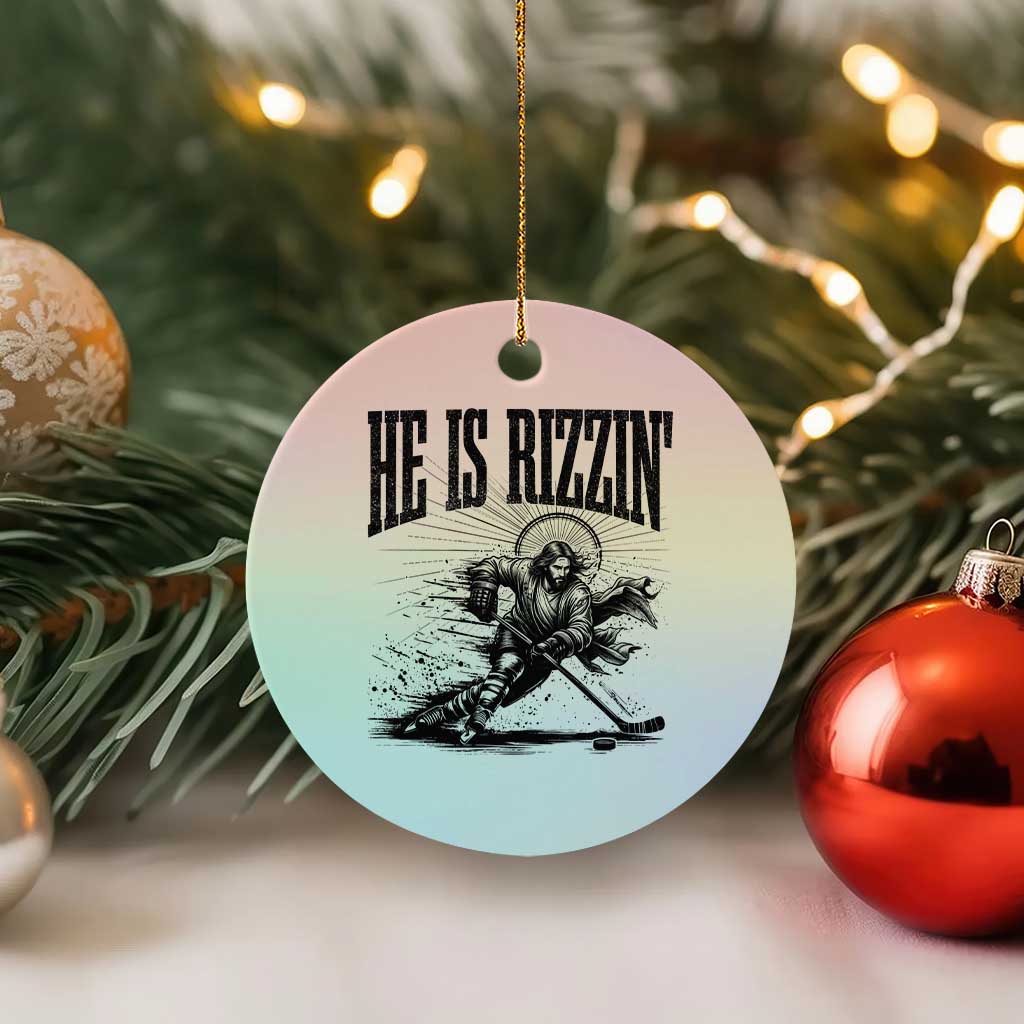 Funny Jesus Hockey Ceramic Ornament He Is Rizzin' TS14 1pc Pastel Print Your Wear
