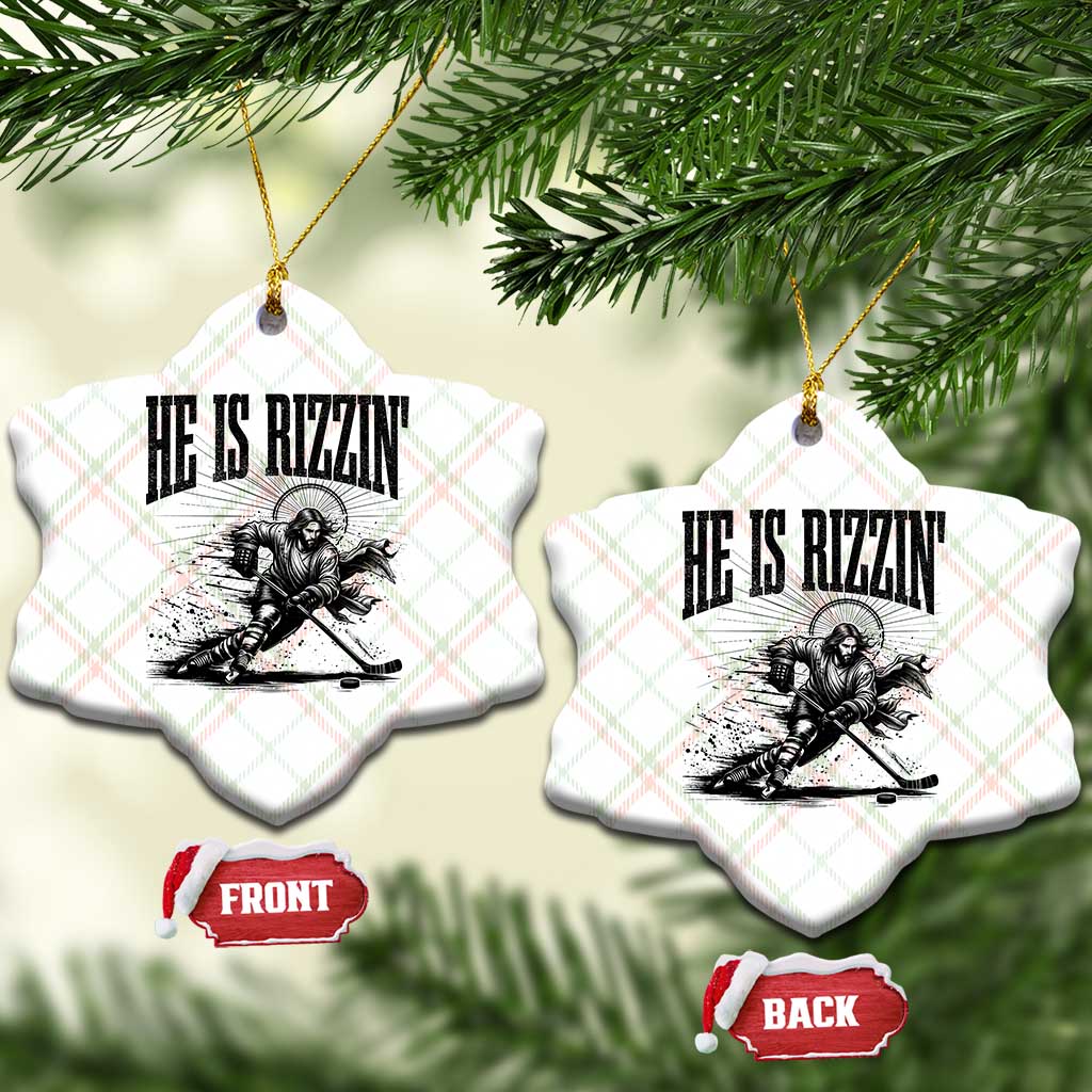 Funny Jesus Hockey Ceramic Ornament He Is Rizzin' TS14 Print Your Wear