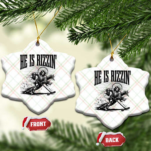 Funny Jesus Hockey Ceramic Ornament He Is Rizzin' TS14 Print Your Wear
