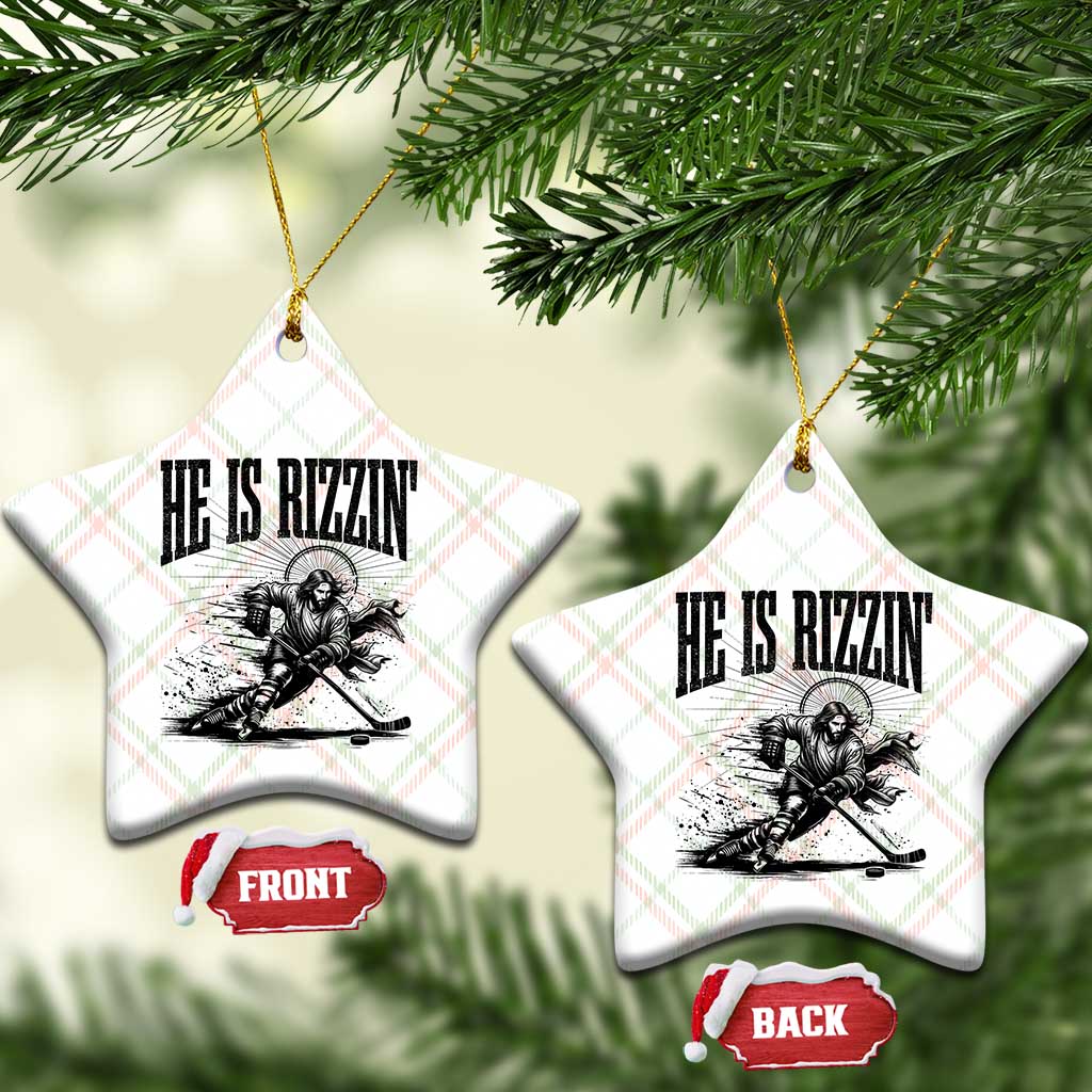 Funny Jesus Hockey Ceramic Ornament He Is Rizzin' TS14 Print Your Wear