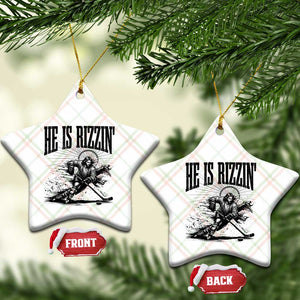 Funny Jesus Hockey Ceramic Ornament He Is Rizzin' TS14 Print Your Wear