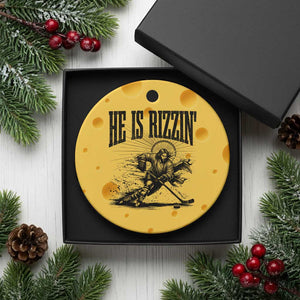 Funny Jesus Hockey Ceramic Ornament He Is Rizzin' TS14 1pc Yellow Cheese Print Your Wear